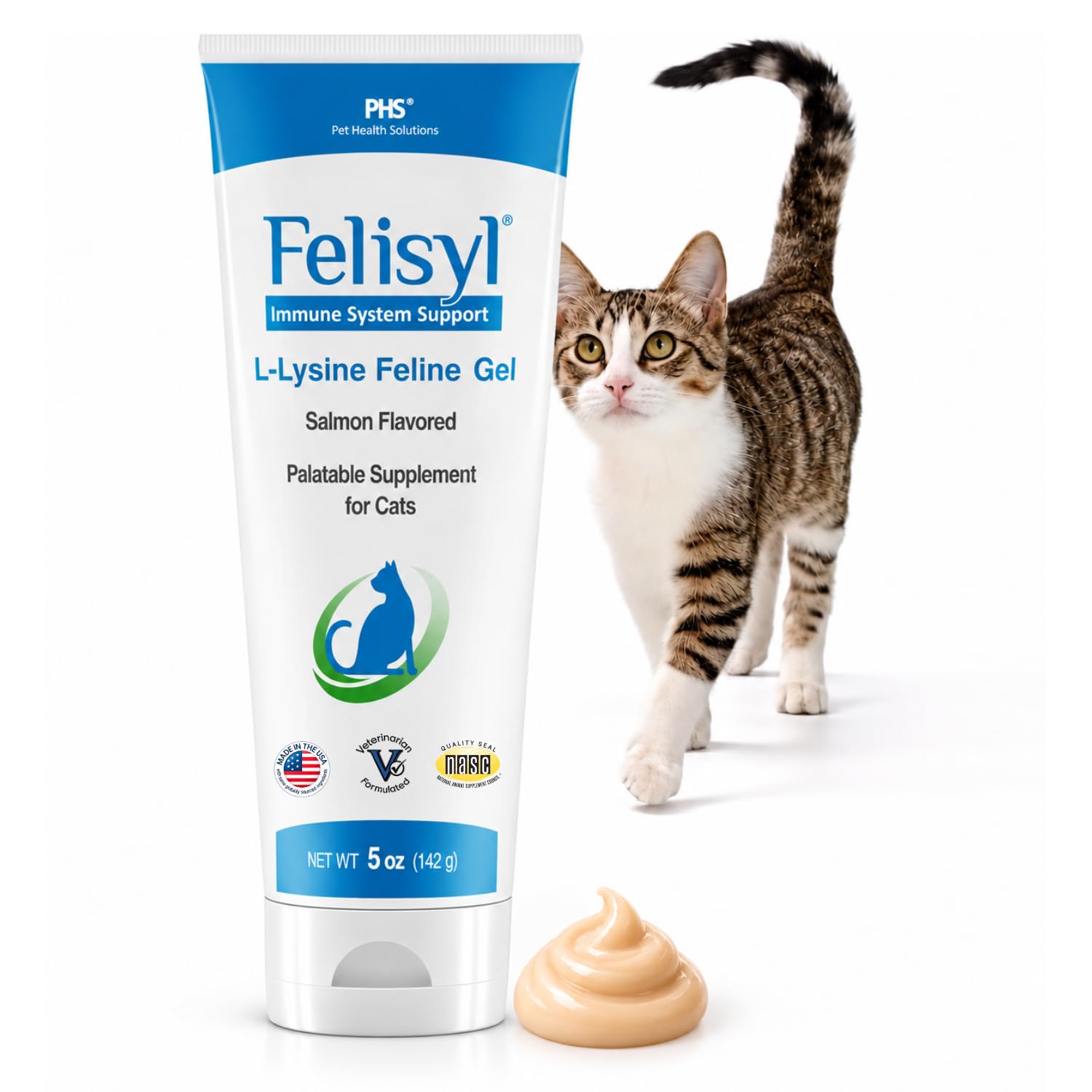 Felisyl L-Lysine Gel for Cats & Kittens (5oz) – Immune System, Respiratory & Eye Health Support. Reduces Sneezing, Runny Nose & Watery Eyes. Daily Salmon-Flavor Supplement – Made in USA (2 Pack) — Amazon image 14