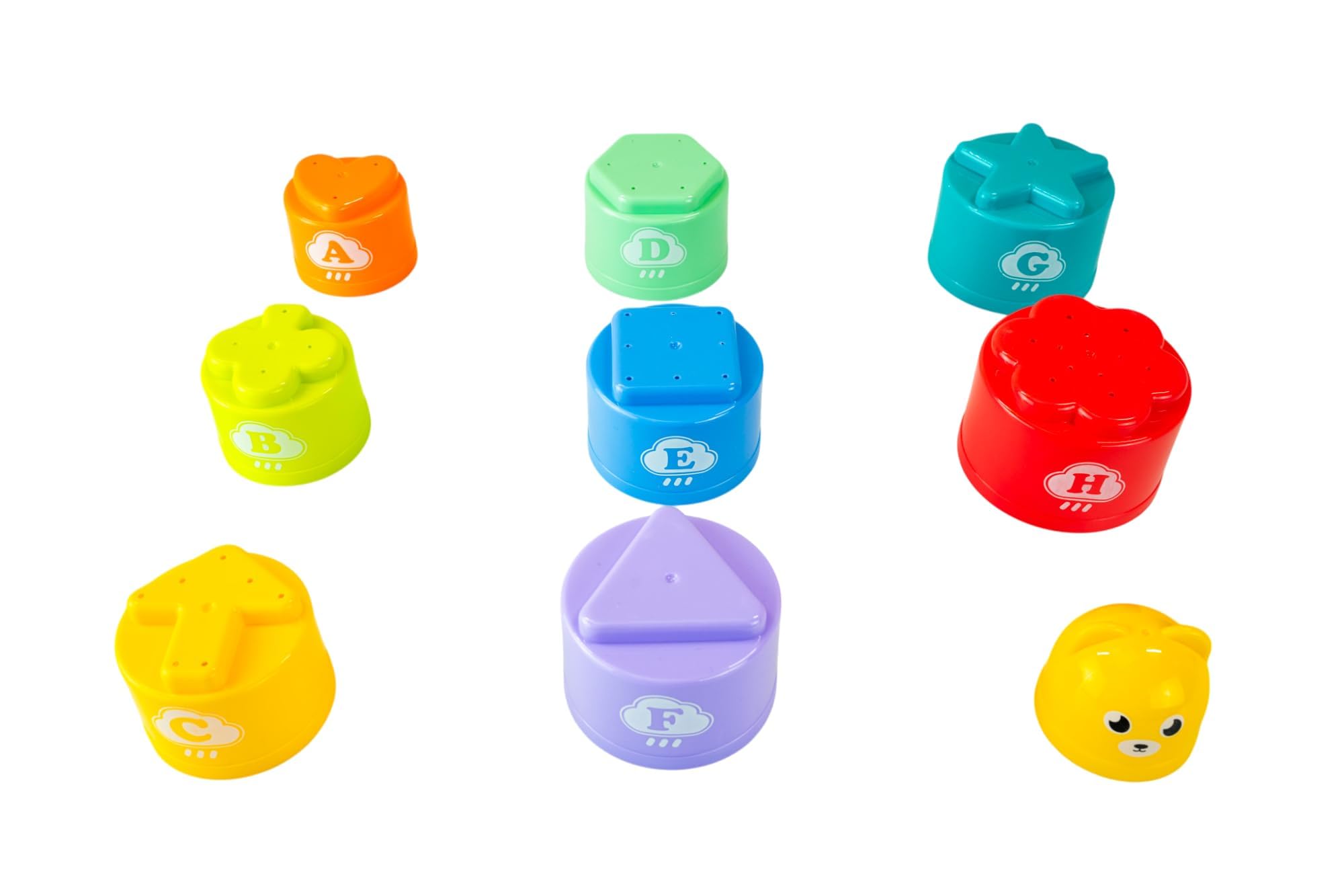 Little Lotus 9-Piece Stacking Toys - Baby Toys Stacking Cups for Early Learning Activity, Measure, Number & Alphabet Letter Recognition - Stacking toy for Baby, Toddler & Kids - Shape Design - Image 4