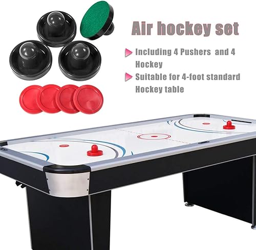 Miniatura 7 de JS&YY Discos y paletas de hockey de aire, juego de 4 empujadores y 4 discos, accesorios de hockey de aire, adecuado para mesas de hockey de más de 4