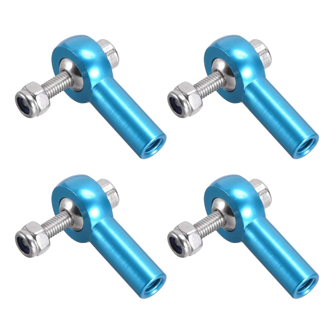 sourcing map 4 Pcs M4/4mm 26mm Linkage Rod End Tie Rod End Ball Head Joint Adapter Blue for RC Crawler Boat