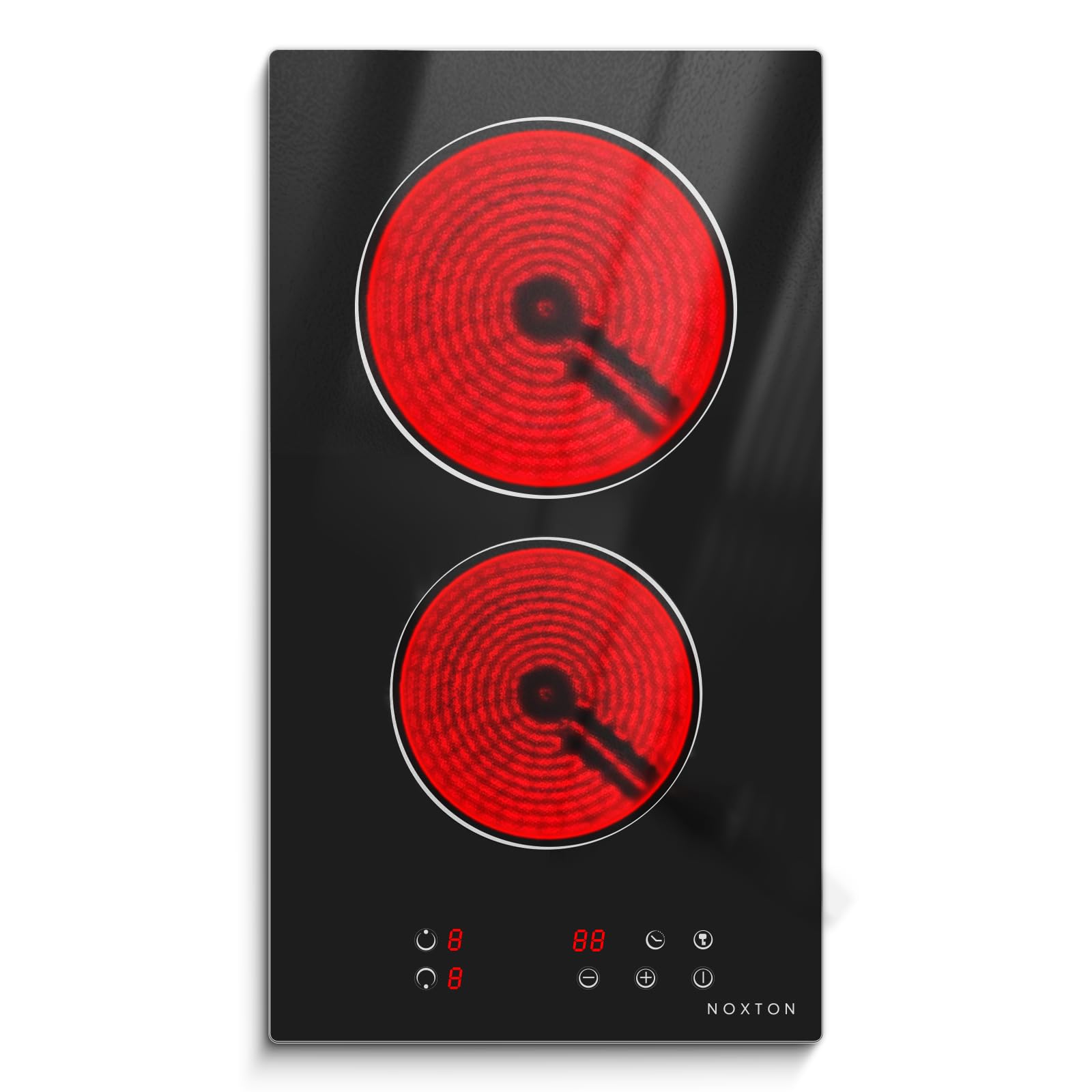 Piano Cottura Vetroceramica 2 Fuochi, 30cm Ceramica Cucina Incasso, 3000W | Piastra Elettrica, Toccare, Timer, Serratura di Sicurezza, Fornello Elettrico 2 Piastre per Maggior Pentola