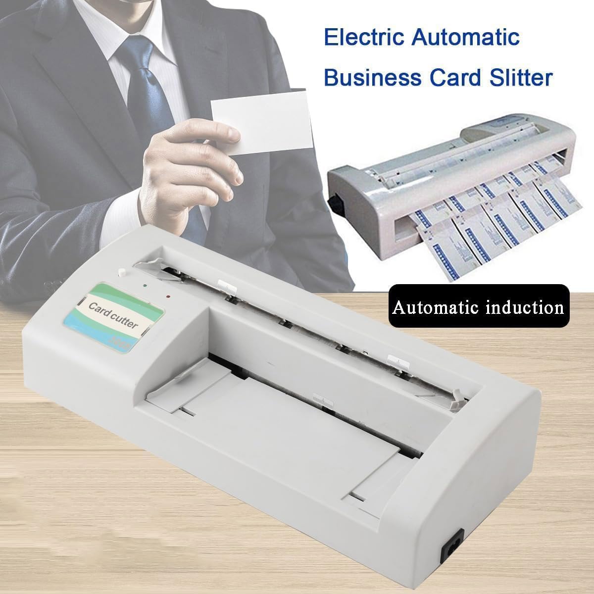 Tagliatrice automatica per biglietti da visita, taglierina elettrica per biglietti d'invito e abbonamenti, 100 pezzi/2-3 min, adatta a 285-297 x 195-210 mm
