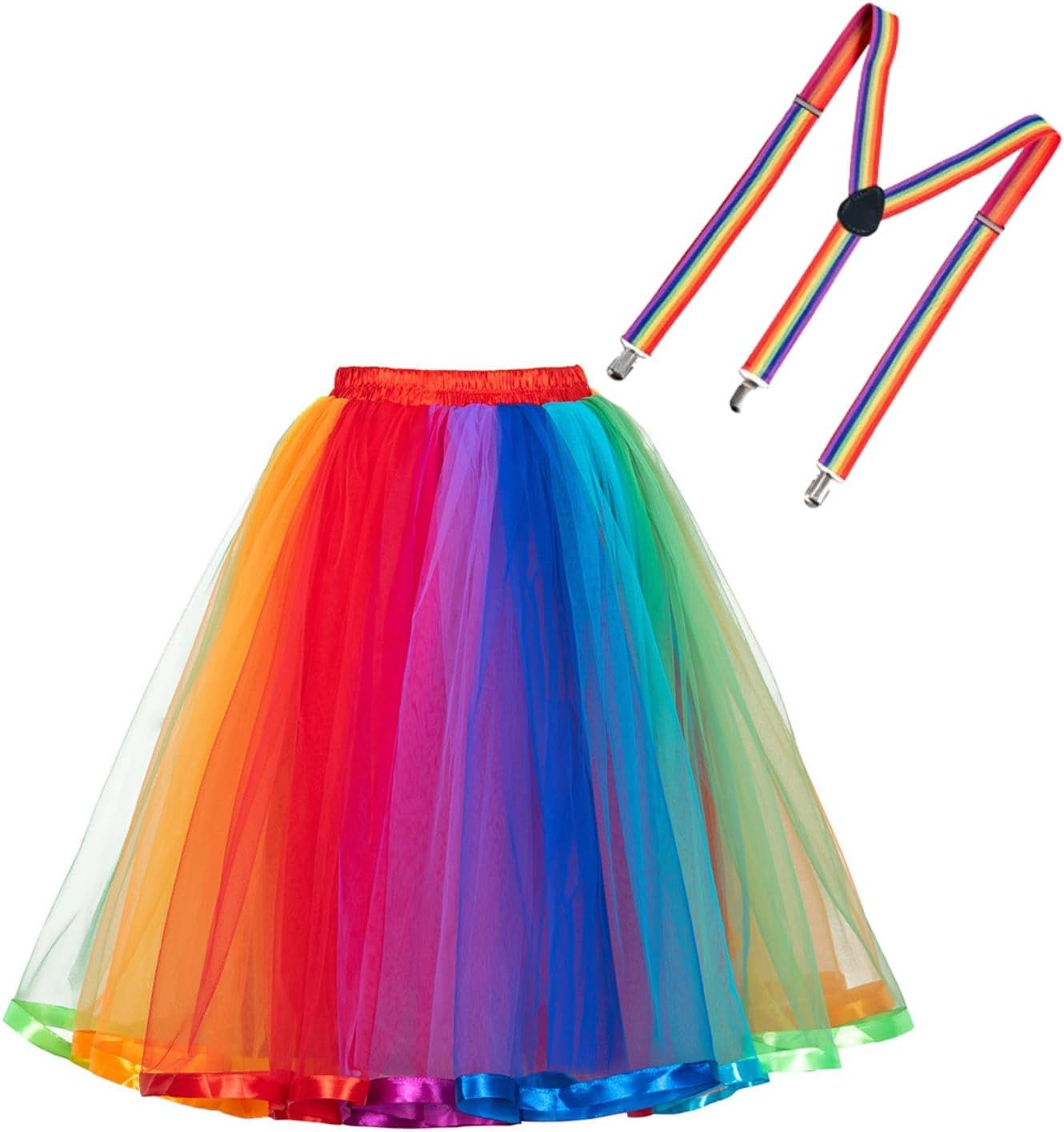 MisShow Womens Rainbow Tutu Skirt Layered Tulle Skirt Girls Colorful Halloween Costumes Tutu