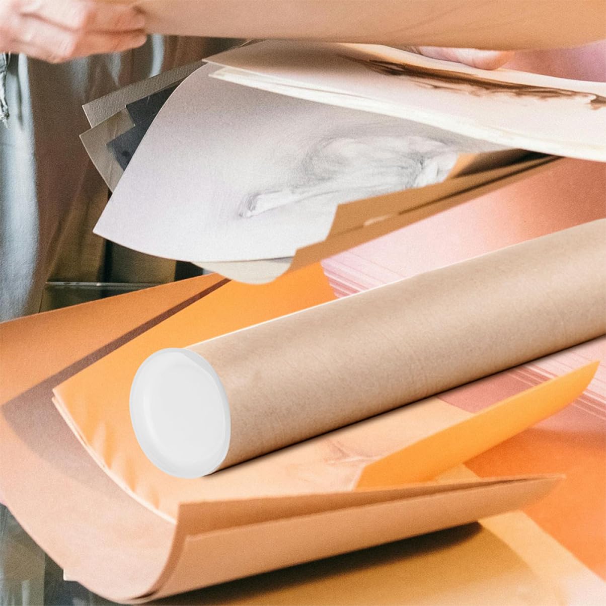 GLEAVI Tappi Terminali Rotondi 50 Pezzi Plastica Bianca Protezione Tubi Cartone Kraft Spedizione