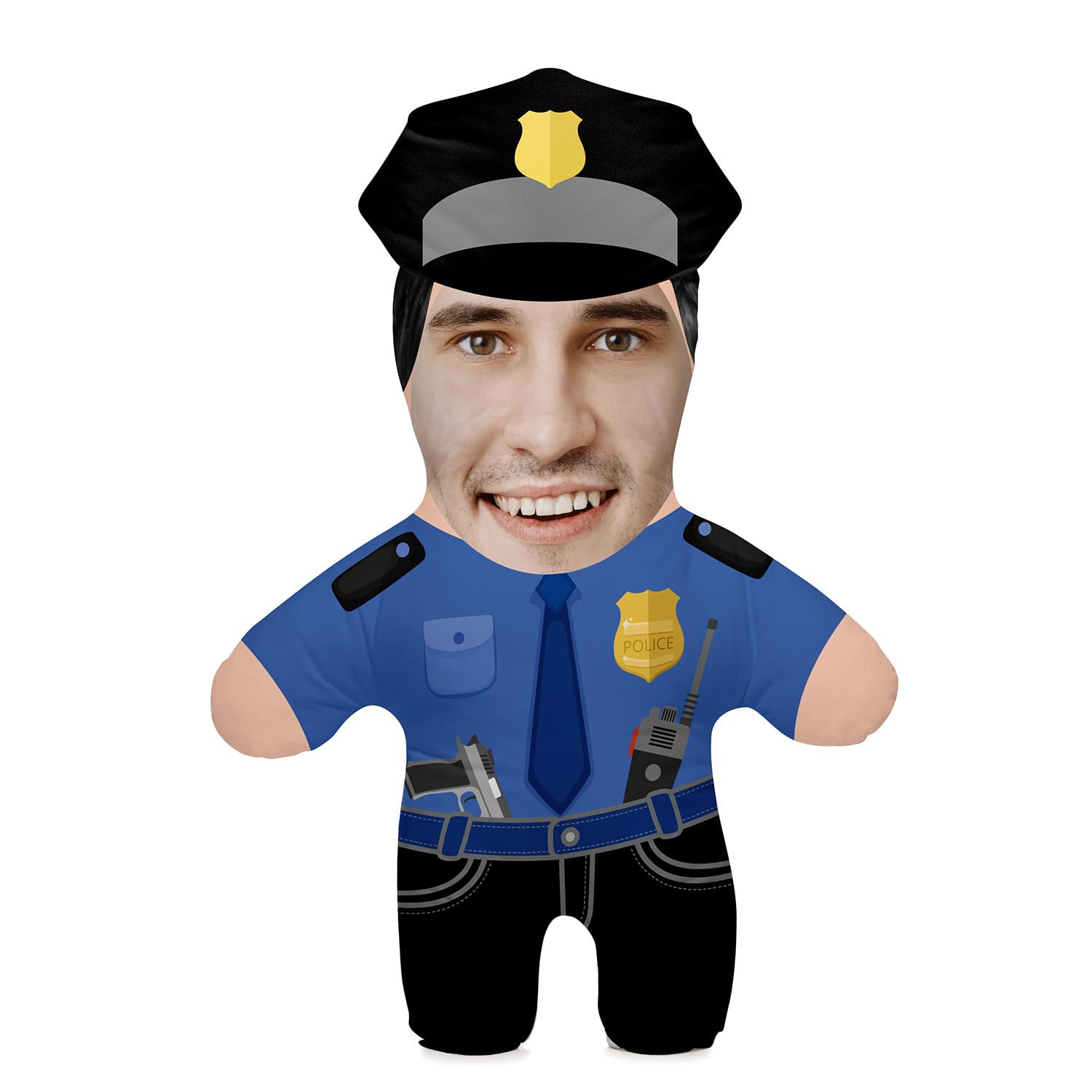 Ferocity Cojín de Almohada de Regalo con Foto Divertida Personalizada; Cuerpo Colorido con tu Propia Imagen de la Cara Impresa; 45 cm Alto; Regalo de Cumpleaños; Motivo Policía [091]