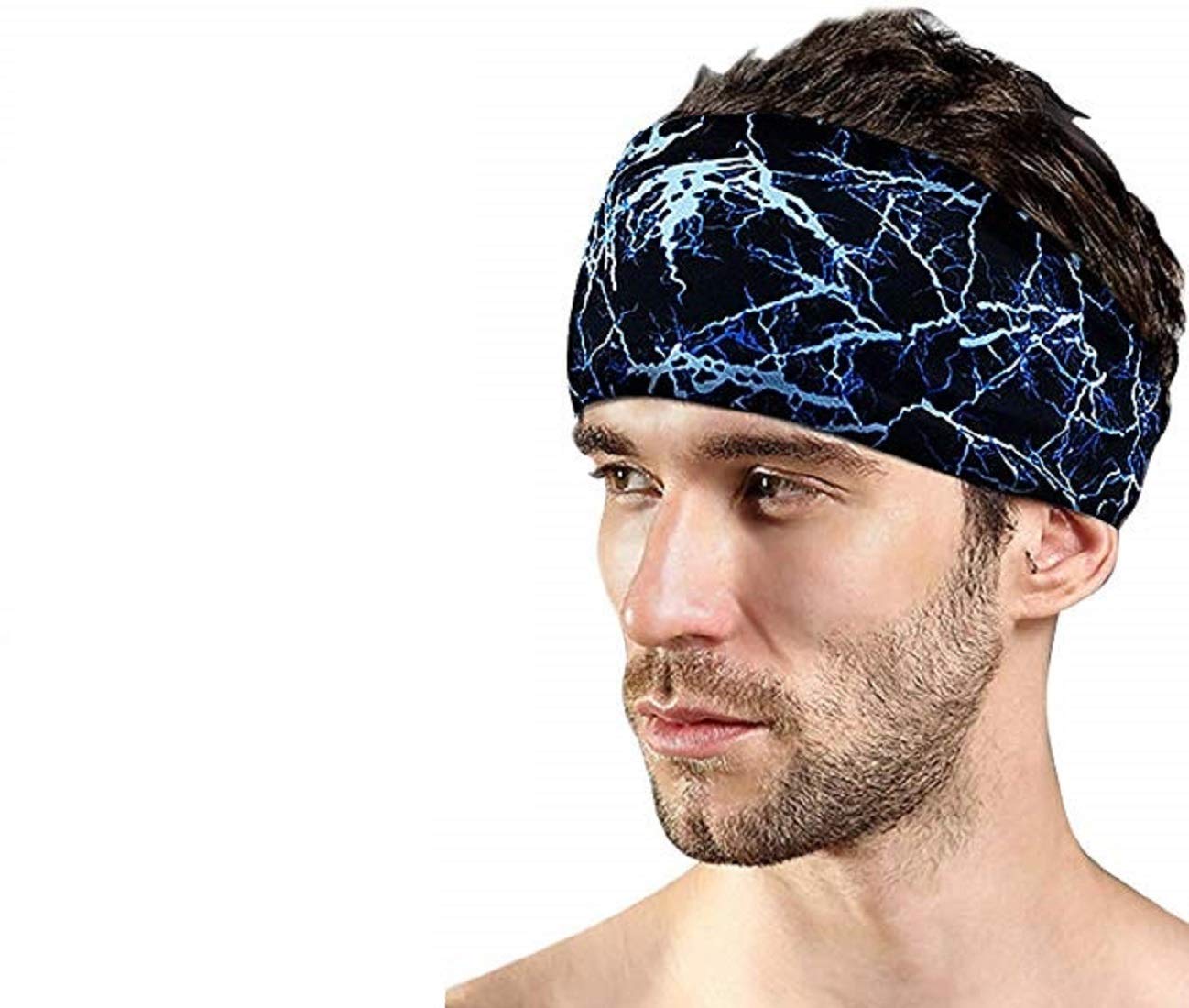 (pack of 1) Serveuttam Sports Headbands for Men Women, 3Pcs Athletic Head Sweatband, Non-Slip & Moisture Wicking, Elastic Yoga Headband Hairband for Working Out, Running, Crossfit, Gym, (sparks)-picture-47