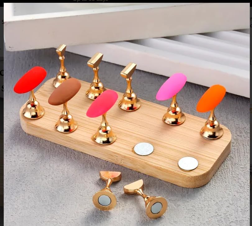 Magnetic Practice Holder Wooden Base Nail Tool False Nail Display Gel Polish Practice Display Nail Art Practice Holder (BIG NAIL STAND)-image-41
