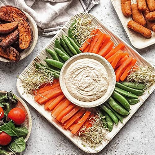 FOOGO Green 8pcs Disposable Palm Leaf Plates, 10"(25cm) Large Square, Eco Friendly Biodegradable Compostable Like Wooden, Bamboo, Paper Plates for Hot Food, Picnic Wedding Parties