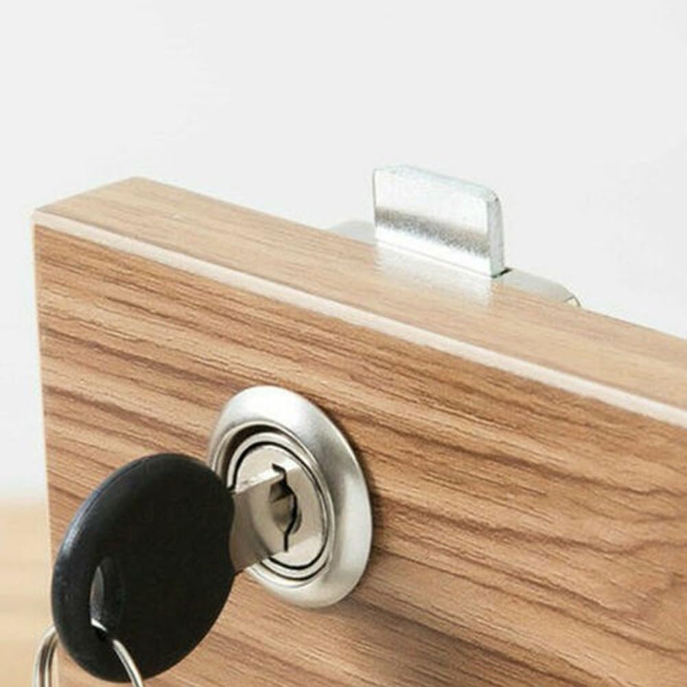 Cam Lock for Cabinets, Drawers, and Furniture – Zinc Alloy & Cold Rolled Steel Cabinet Lock with 2 Keys, Compact Home Security Lock for Mailbox, Storage