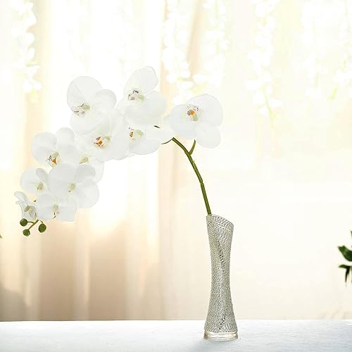 Miniatura 8 de Efavormart - 2 tallos de orquídea de seda blanca de 40 pulgadas de alto, tallos de flores artificiales de tacto real para decoración de boda
