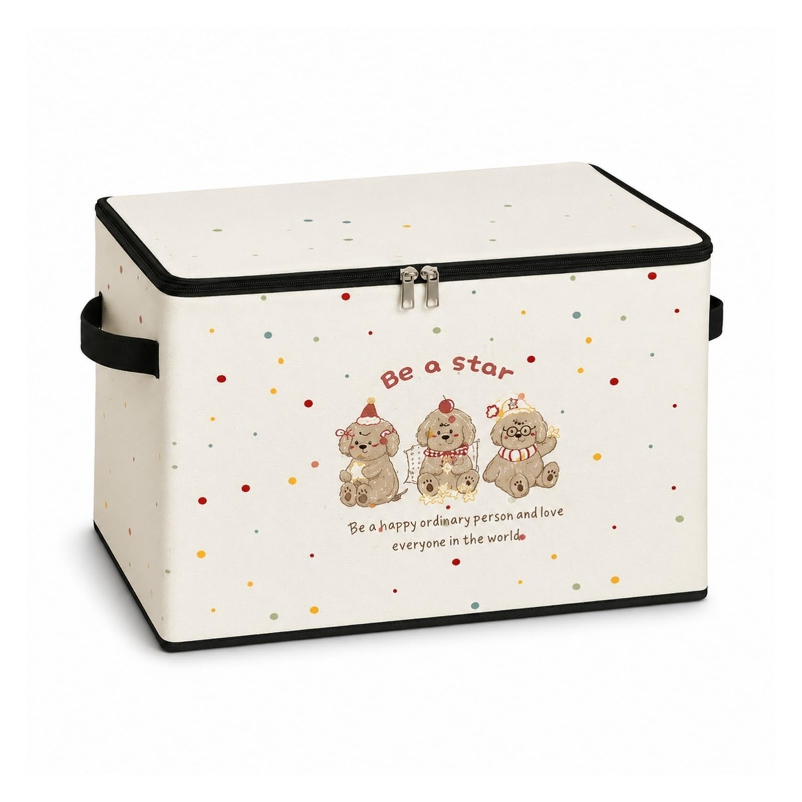 Caja de almacenamiento plegable de tela no tejida con tapa y doble cremallera, asas laterales para ropa, mantas, juguetes y armario de dormitorio y hogar(Small)