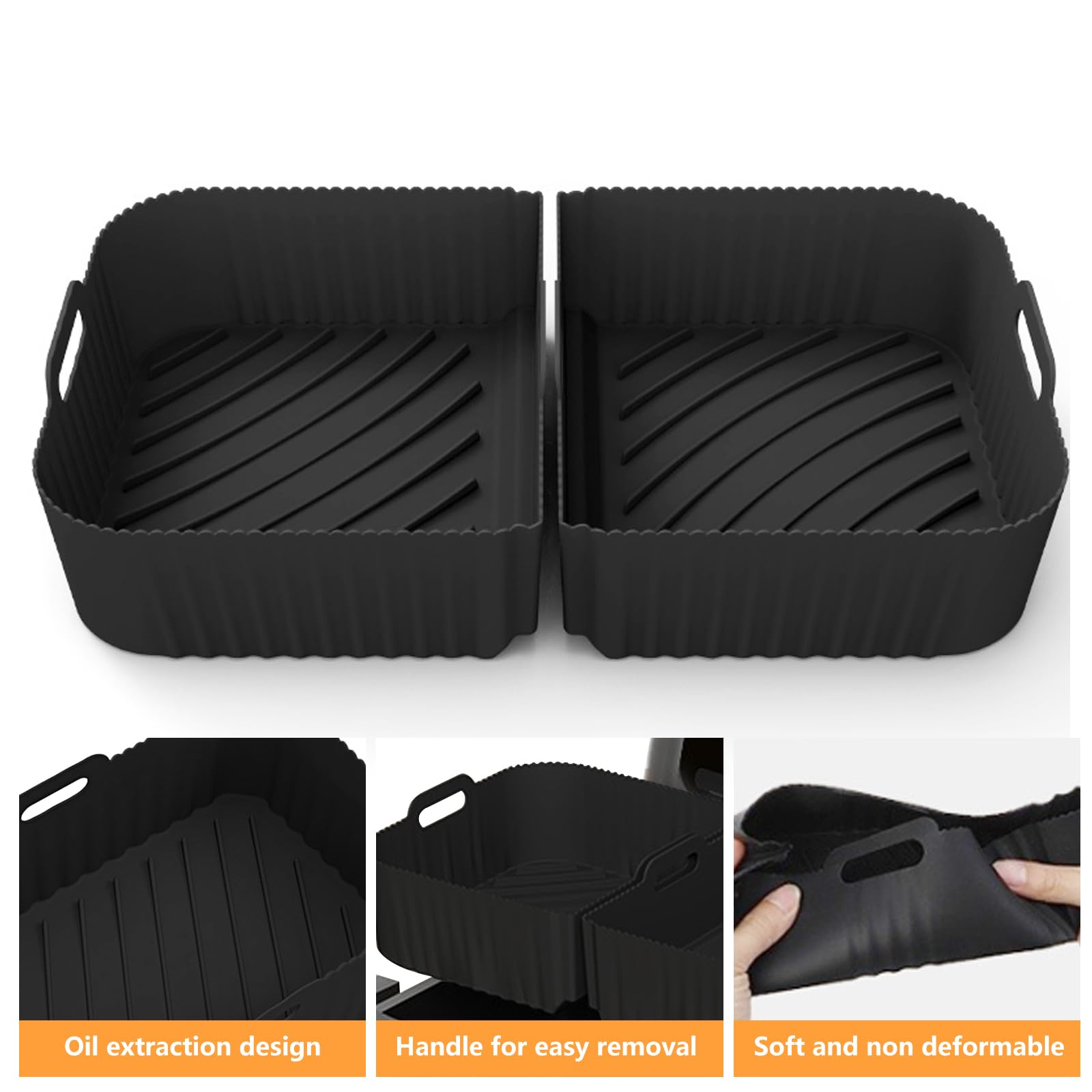 2 Moules Silicone Air Fryer Ninja AF400EU/451EU 9.5L - Compatible COSORI, Tower - Plat Cuisson Sain Réutilisable
