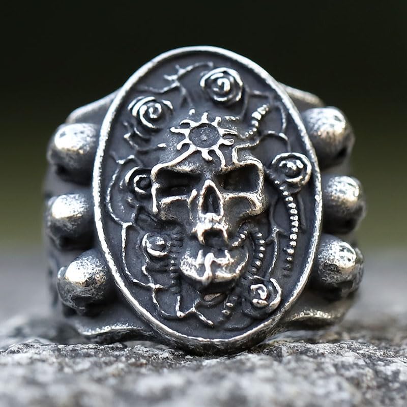 Image of 2023 Skull Ring Cool Evil Death Punk Rock Stainless Steel Rings Aly Style Jewelry