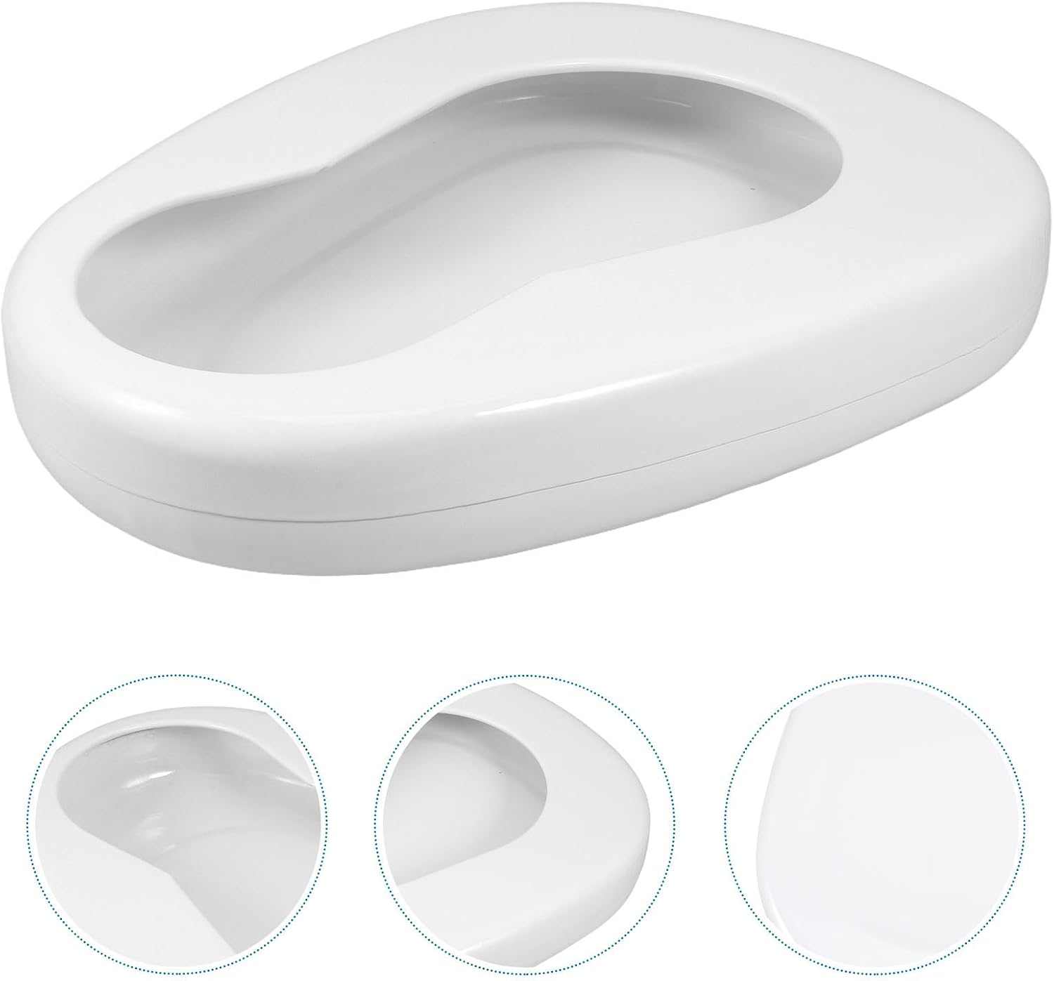 Enamel Bed Pan Portable Bedpans for Elderly Women Men Bedridden Patient Use Leak Proof Bedside Urinal for Nighttime Nursing 13.97X11.02X2.55In