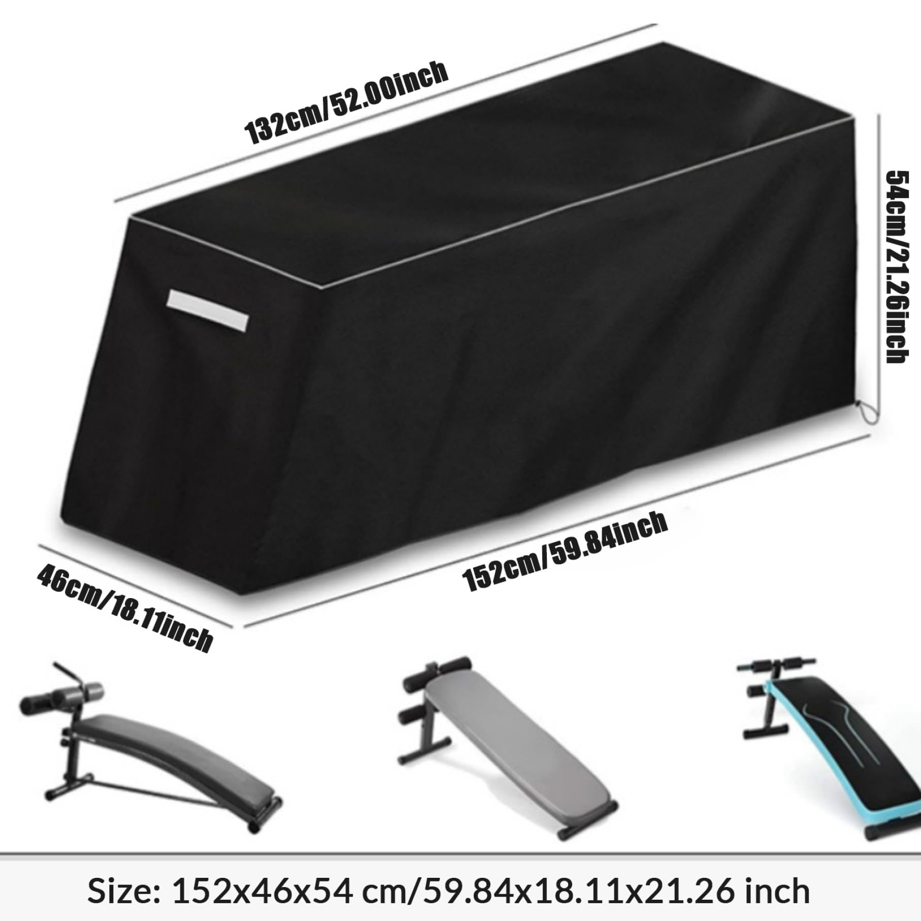 Cubierta de Banco de Peso 60x18x21 Pulgadas Oxford Path Tourproof A Entrenamiento de Banco de Entrenamiento con Polvo con ventilación y cordón