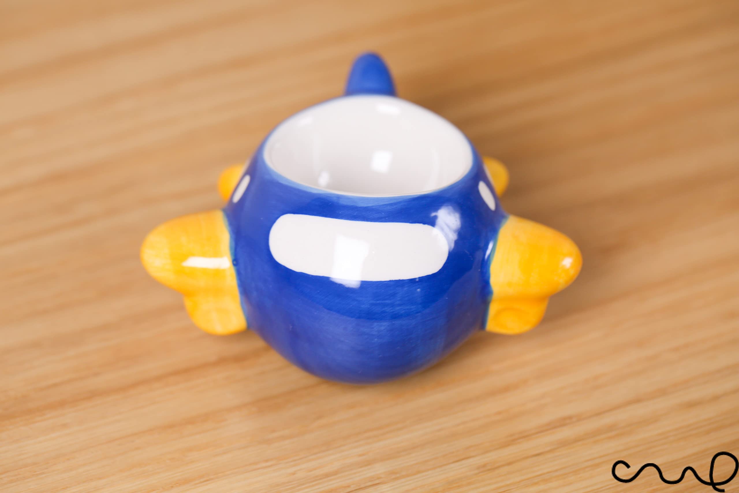 Nuovo dipinto a mano carino stile retrò in ceramica blu aeroplano portauova regalo