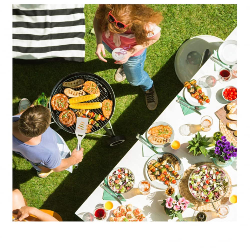 Set di strumenti per barbecue da 32 pezzi, accessori per grigliate in acciaio con custodia, grembiule portaoggetti, tappetini per griglia, termometro per campeggio barbecue in giardino, regali per uom