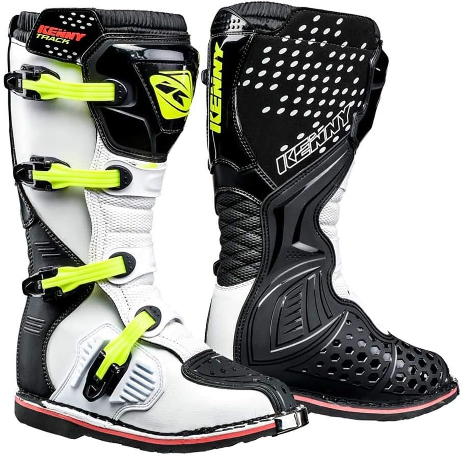 KENNY Track Motocross Boots 2018 White Neon Yellow - White, Neon Yellow, 43 EU
