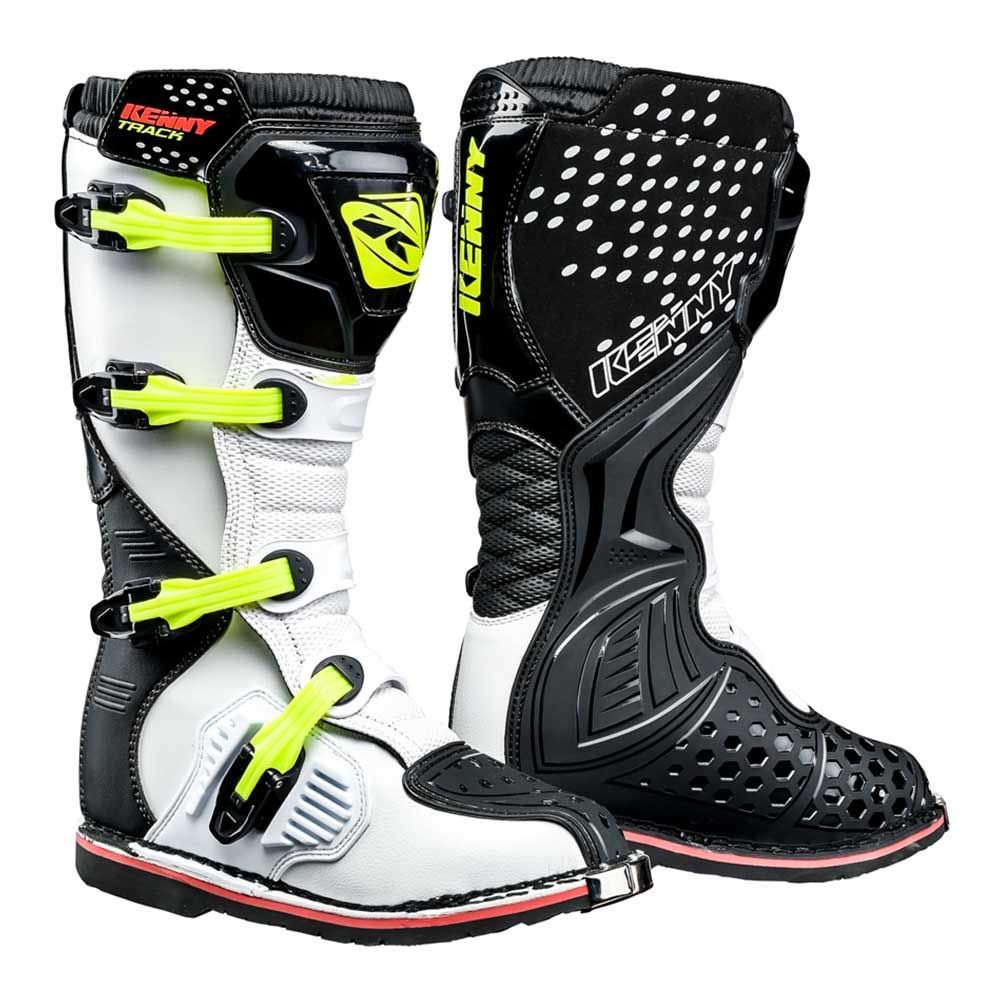 KENNY Track Motocross Boots 2018 White Neon Yellow - White, Neon Yellow, 43 EU