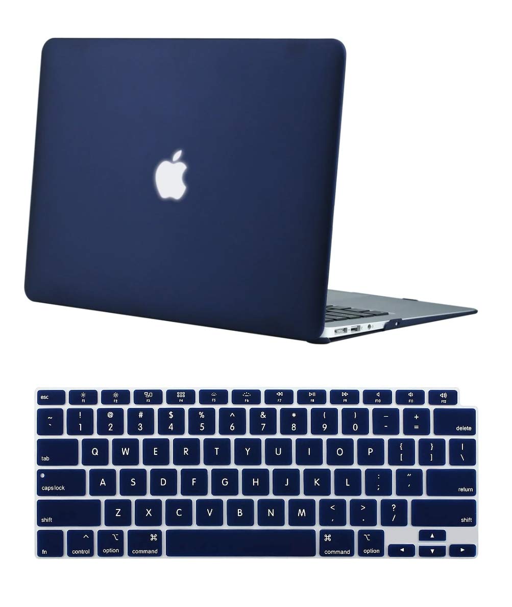 New Hard Shell Plastic Clip Case for MacBook Air 13” M1 (2020-2021) and MWT (2018-2019) Laptop Computer with Matching Color Keyboard Cover (Models A2337 A2179 A1932) (Navy Blue)