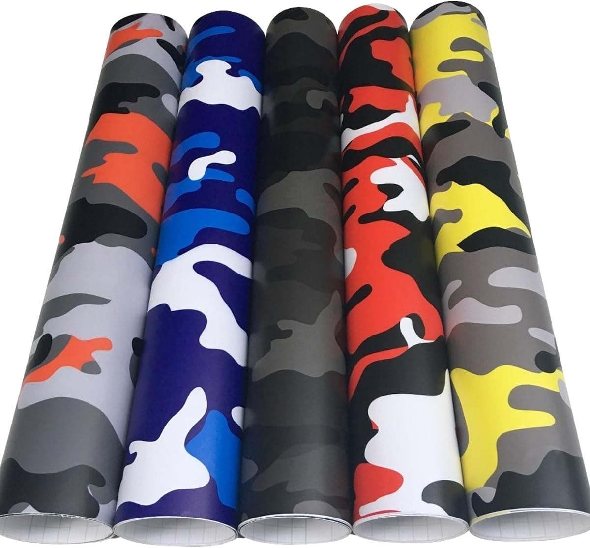 Camouflage Car Vinyl Wrap Film, 19.68"x118.11" Self-Adhesive Bubble Free Automotive Sticker Roll for DIY Interior Exterior Decoration, Yellow Black