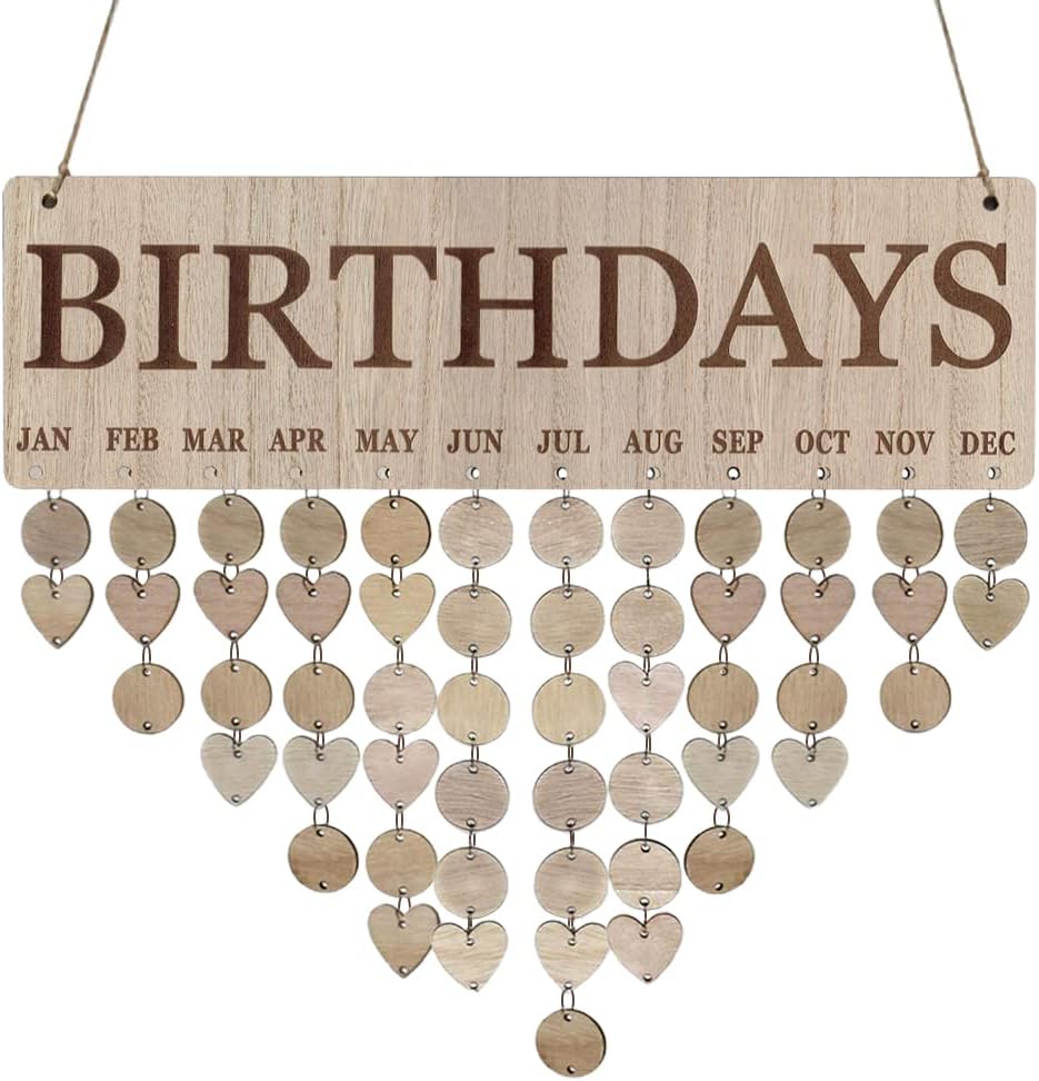 Family Birthday Calendar, DIY Wall Hanging Board Wooden Thick for Father (JM01066)