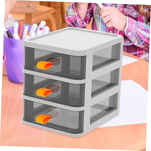 Miniatura 2 de Caja de tres niveles, cajones extraíbles de almacenamiento, contenedor transparente, pequeño escritorio de oficina, organizador de almacenamiento