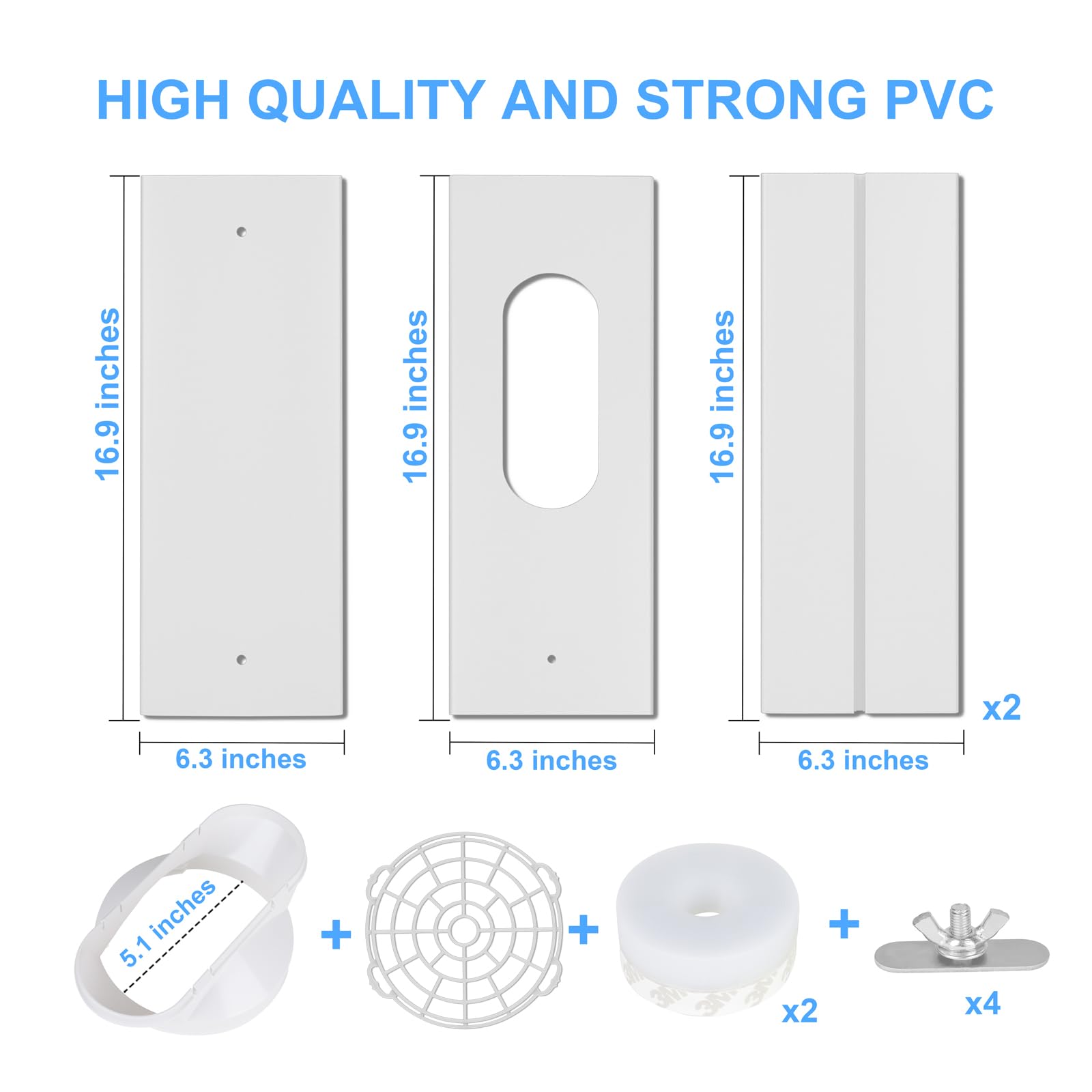 Kit portátil de ventana de CA, kit de ventilación portátil de ventana de CA 2024, kit de CA portátil con 2 sellos de ventana de 3 m, kit de ventilación de CA deslizante ajustable para manguera