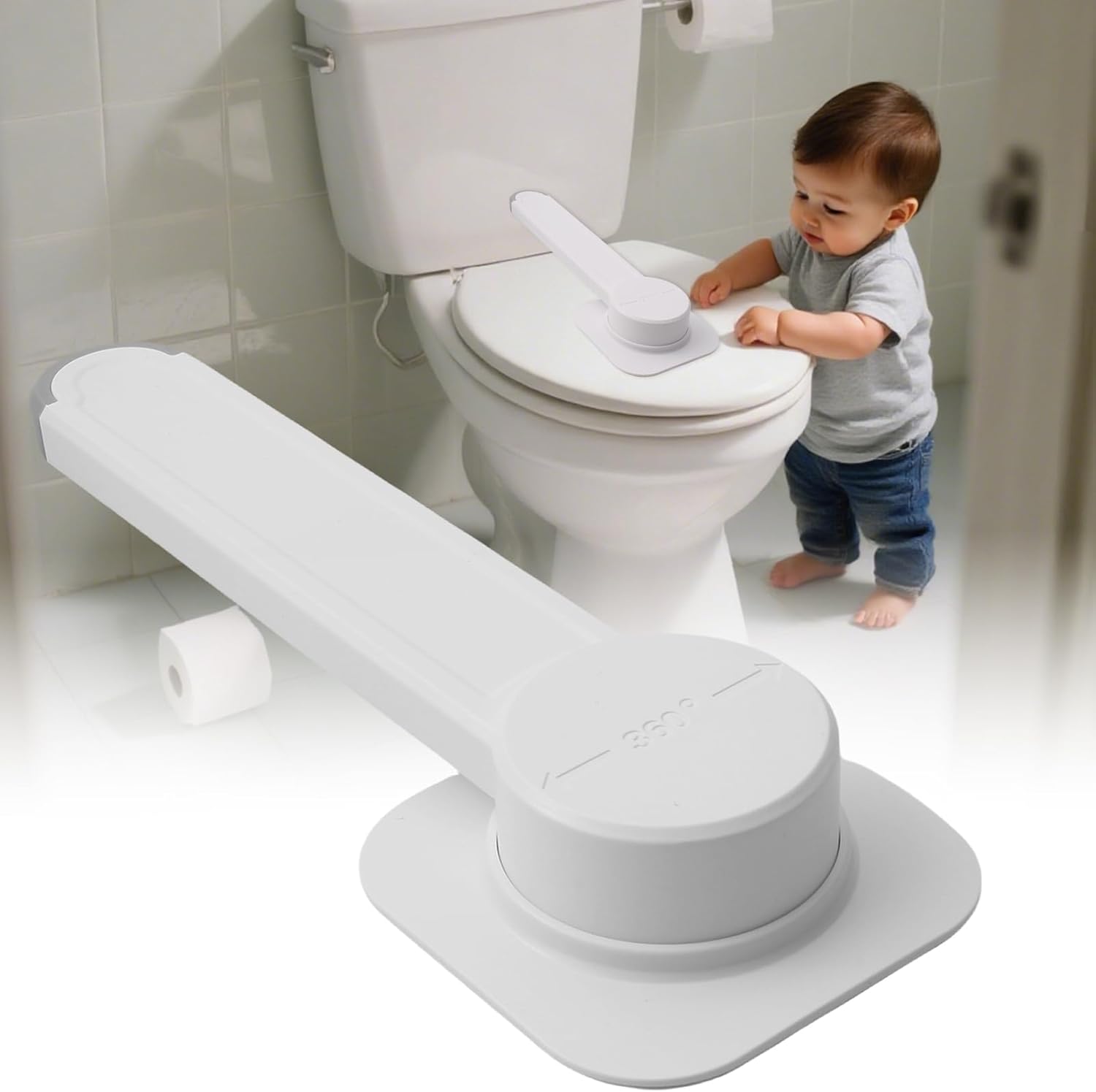 1 Pack Child Proof Toilet Seat Lock, Baby Safety Toilet Lock, Bathroom Swing Shut Toilets Lid Locks for Baby Proof for Toddlers and Kid, Quick Installation No Tools Need Fit for Most Toilets (White)