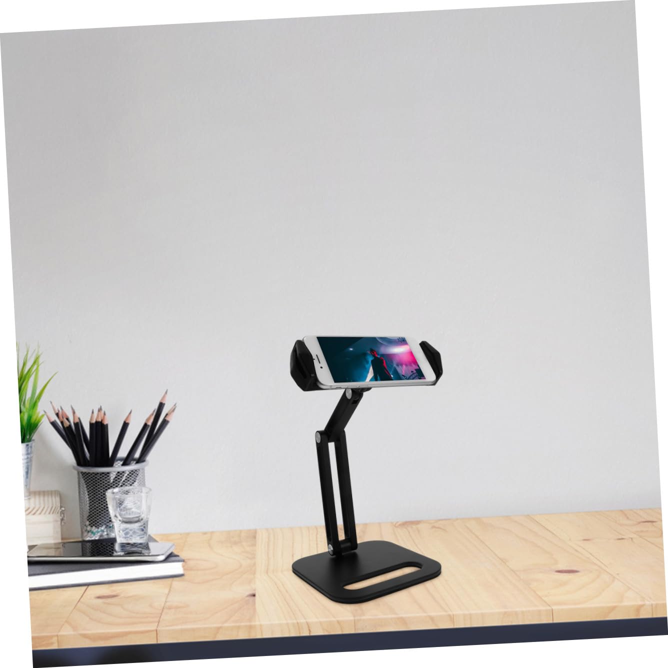 Operitacx Soporte para Teléfono y Tablet Ajustable y Estable de Aleación de Aluminio y TPU para Ver Videos y Transmisiones en Directo en Escritorio Negro