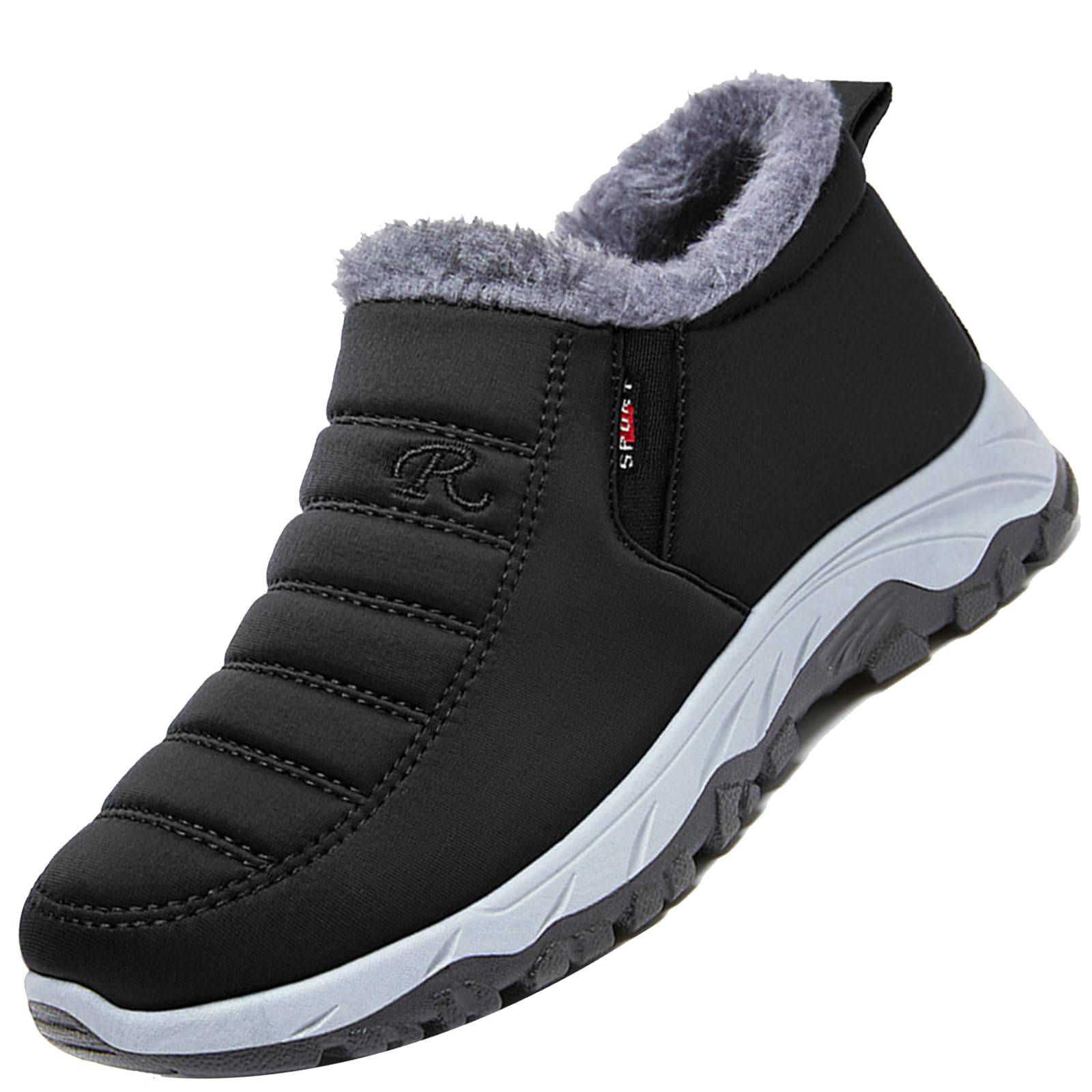 Aocase Extra Wide Width Shoes Mens Winter Snow Boots Cotton Boots Fur Lined Warm Boots Ankle Walking Boots Outdoor Athletic for Cold Weather,Men's black,39/245mm