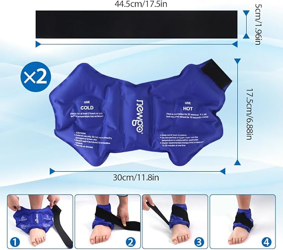 NEWGO Ankle Ice Pack Wrap for Injuries Reusable, Hot Cold Therapy