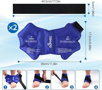 NEWGO Ankle Ice Pack Wrap for Injuries Reusable, Hot Cold Therapy
