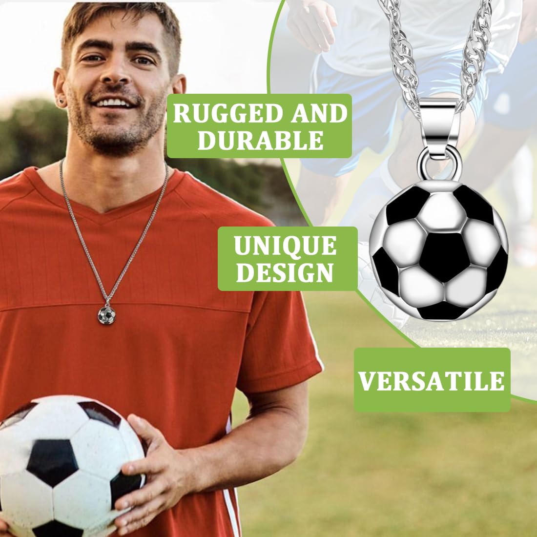 Collares para niño, 2 uds collar de fútbol colgante de fútbol collar de Metal aficionado al fútbol atletas Unisex