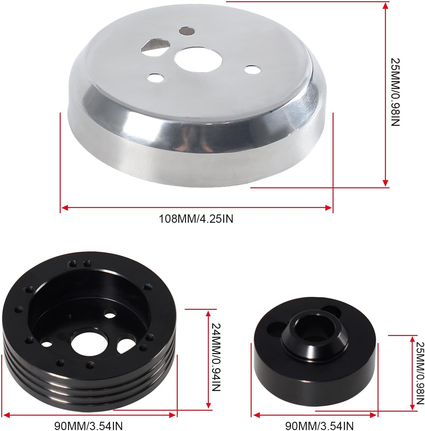 5 & 6 Hole Billet Steering Wheel Hub Adapter Car Polished Short Hub Connector Car Accessories Black