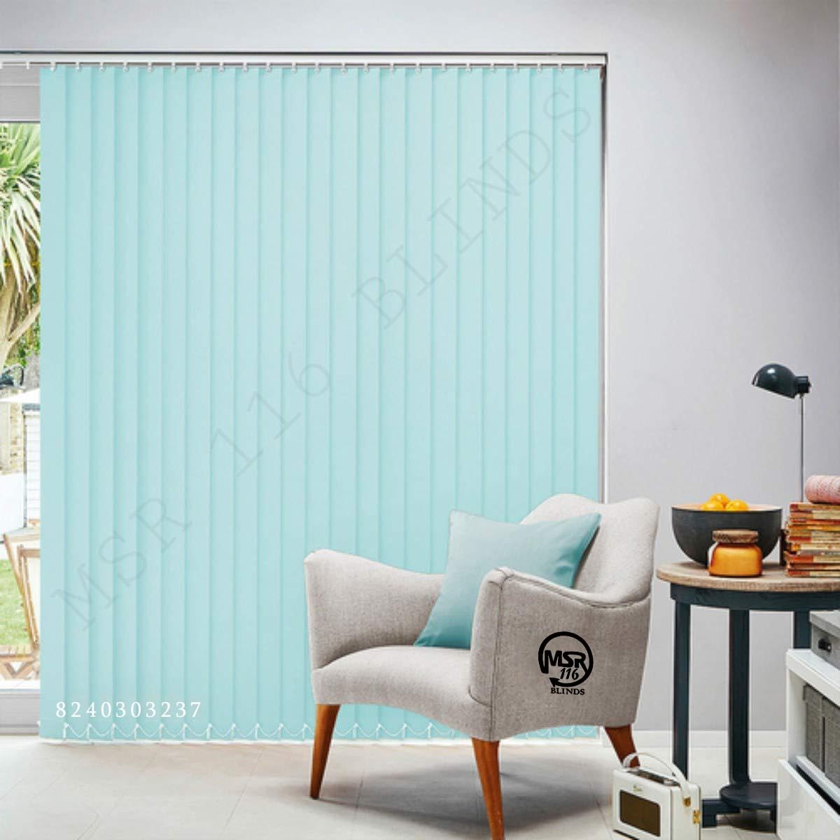 MSR 116 Vertical Blinds/Curtains and Shades for Home Furnishing(Balcony,Kitchen,Bedroom,Bathroom etc. Aqua (5 ft 2 inch(W)*6 ft 8 inch(H))