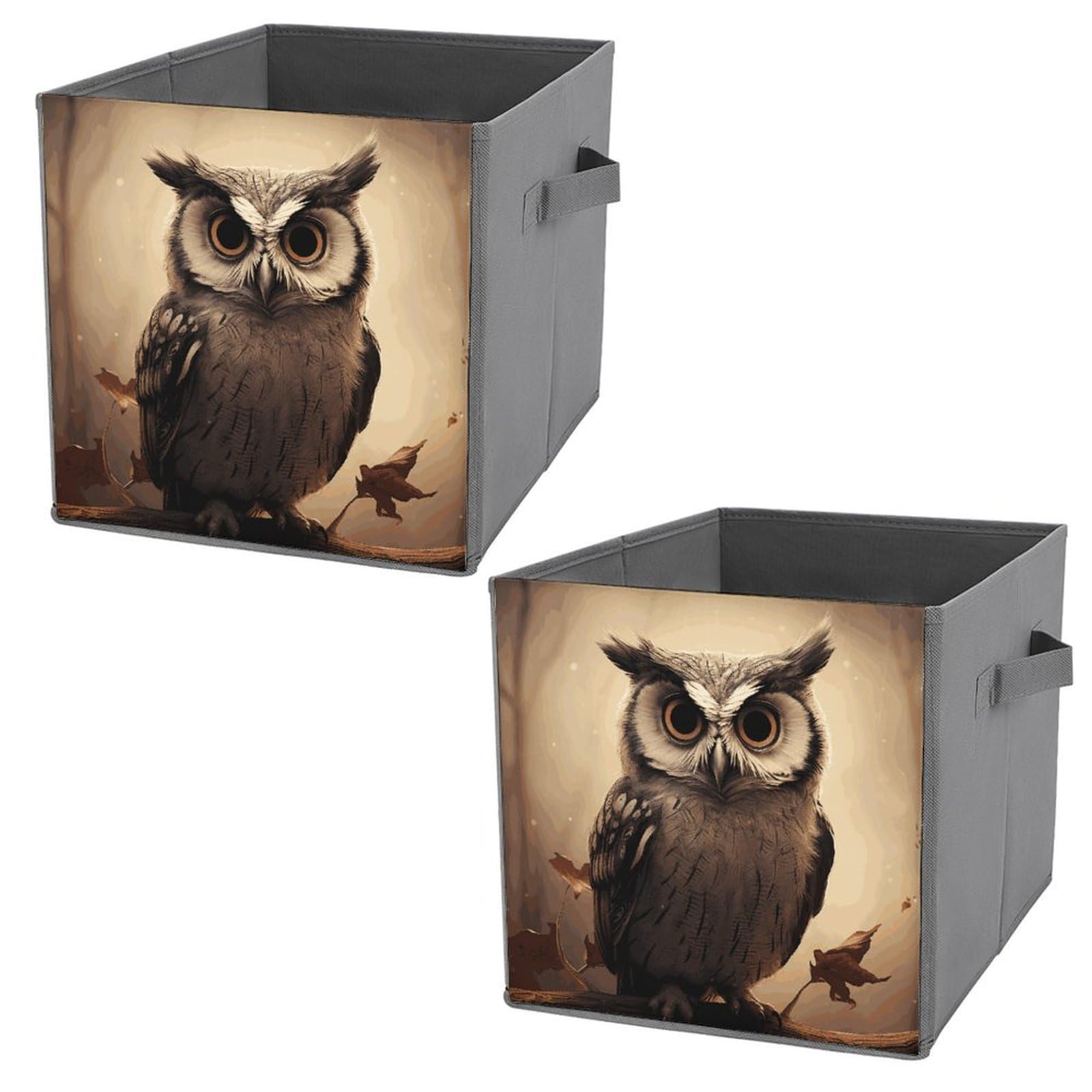 NONHAI Collapsible Storage Bins with Dual Handles Fabric Storage Basket Foldable Cubes Organizer Baskets Cute Owl Storage Boxes for Organizing Clothing Cube Storage Organizer Bins