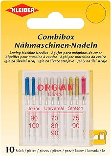 KLEIBER - Agujas para máquina de coser, 10 piezas, color plateado, azul y amarillo