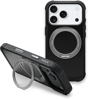 bitplay Wander Stand Case for iPhone 17 Pro Military Grade Drop Protection, with 360 Rotating Magnetic Ring Stand Holder, Protective MagSafe Compatible iPhone Case, Matte Black