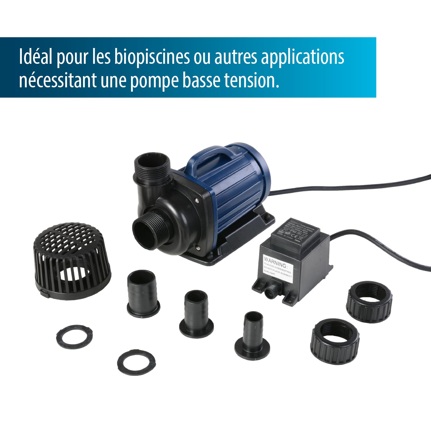 Pompe de Bassin Aquaforte dm 3.500 Basse Tension 12V, 30 W, Débit max. de 3 500 Litres par Heure, Hauteur maximale de 3 m, Protection Automatique Contre La marche à Sec, Longueur Du Câble 10 m