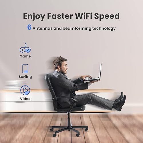 Miniatura 2 de Enrutador WiFi Gigabit, router inalámbrico de alta velocidad AC2100 de doble banda, 6 antenas, MU-MIMO para una excelente cobertura de 2300 pies