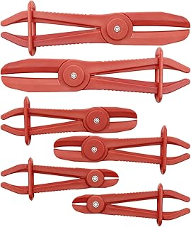 6 Pcs Hose Clamp Pliers, 3 Size Plastic Hose Pinch Plier Tool for Most Flexible Hoses, Brake Hoses, Fuel Hoses, Gas Lines, Coolant Hoses, Radiator Hoses (Red)