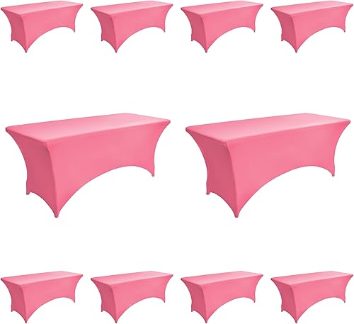 Miniatura 109 de Paquete de 2 Cubiertas de Mesa de Spandex Negro de 6 pies para Mesas Plegables Rectangulares Estándar - Manteles Elásticos Resistentes a las Arrugas