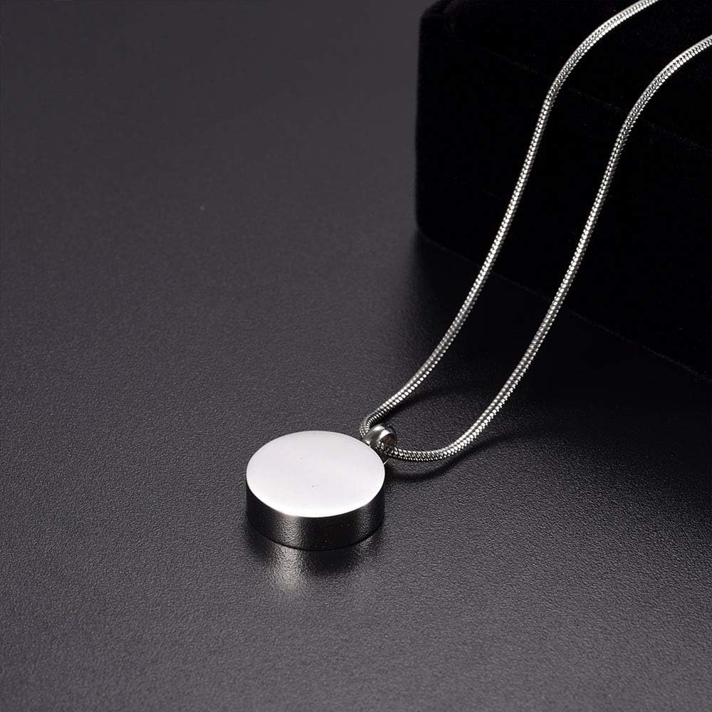 Pet Dog Cremation Urn Necklace for Dog Ashes Keepsake Pendant Urn Keepsake Cremation Ashes Necklace Personalized Engraving (Round)