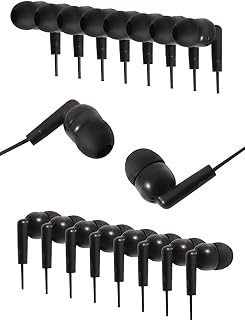 100個パック イヤホン バルク 学校 教室用 ヘッドホン 有線 インイヤー 学生 イヤホン クラスセット 個別包装 (ブラック)