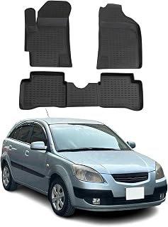 Floor Mats for Kia Rio 2006-2011 Car Mats All Weather 3D Custom Fit Rubber Mat Waterproof Odorless TPE Floor Liners Laser Measured Non-Slip (Black)