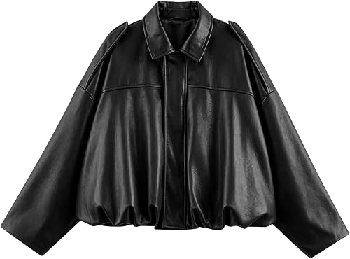 Shiketong Womens Leather Bomber Jacket Faux Suede Cropped Fa