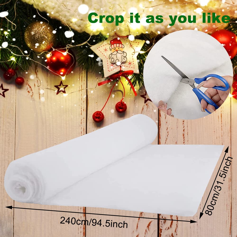 Tapis Neige Artificiel De Noël Avec Paillettes - 240 X 80 Cm - Décoration Moelleuse Pour Table, Sapin, Fêtes