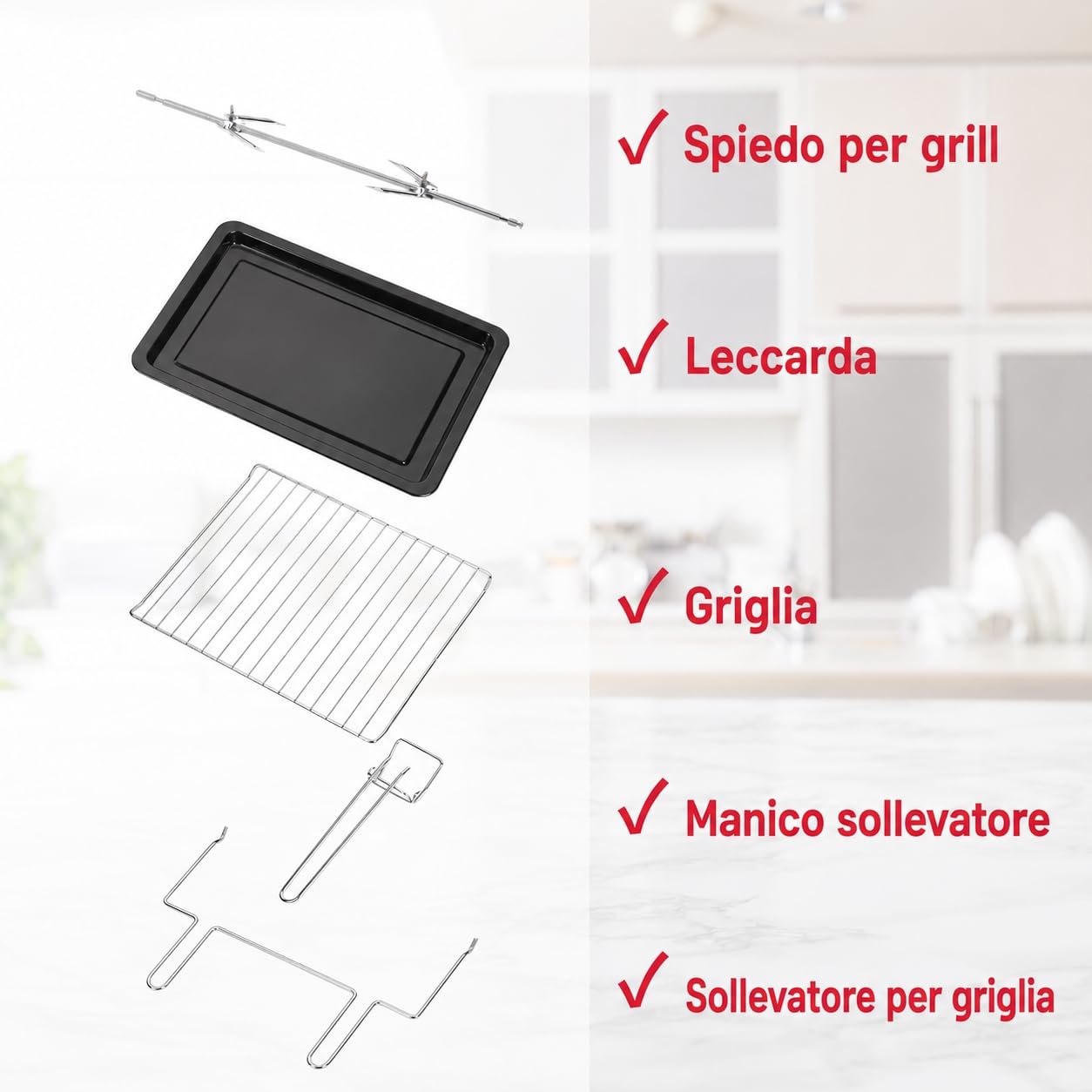 OptimumX Forno Elettrico 60L Ventilato 2200W Girarrosto Nero