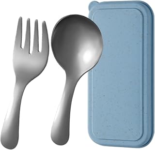 Juego de cucharas y tenedores, servicio de tenedores pequeños y cucharas | Cubiertos de acero inoxidable con de almacenamiento para adultos y picnics camping